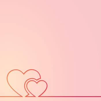 Heart from a red line on a white and yellow background - Vector illustration