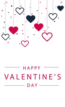 Red and blue festive hearts on a white background with congratulations - Vector illustration