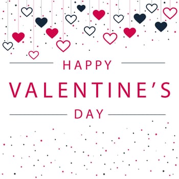 Red and blue festive hearts on a white background with congratulations - Vector illustration