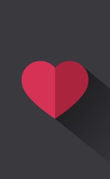 Abstract festive red heart on black and gray background - Vector illustration
