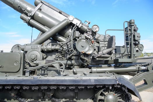 Rostov-on-Don, Russia - August 28, 2020: 203 mm Self-propelled gun 2S7 "PION"" at a military training ground"