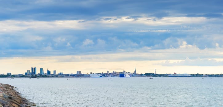 Panorama of Tallinn with seaview. Estonia