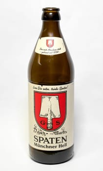 empty beer bottle of Spaten brewery from Munich in Germany
