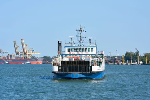 City ferry between the islands of Wollin and Usedom on the way to Swinoujscie on Usedom