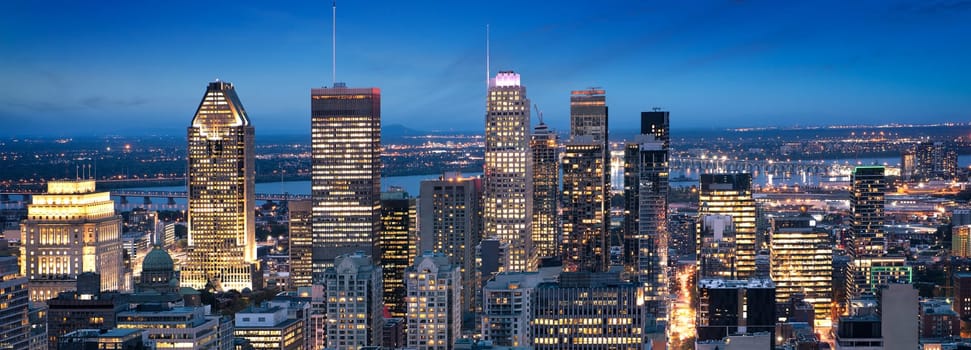 Montreal skyline early in the evening from Mont Royal park, Canada