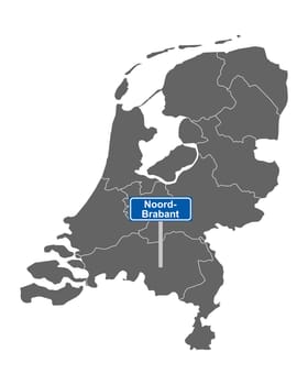 Landkarte der Niederlande mit Ortssschild Noord-Brabant