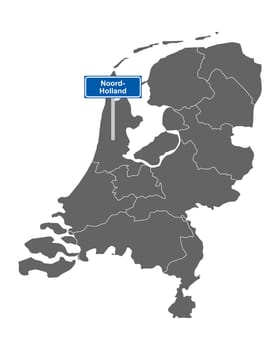Landkarte der Niederlande mit Ortssschild Noord-Holland