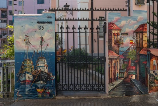 Graffiti street art on the walls and buildings of Valparaiso, Chile