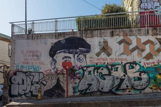 Graffiti street art on the walls and buildings of Valparaiso, Chile