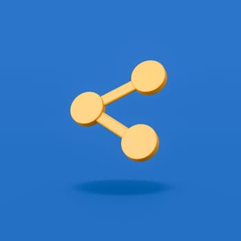 Orange Share 3D Symbol Shape on Flat Blue Background with Shadow 3D Illustration