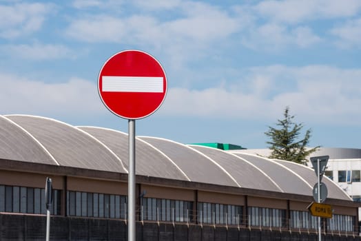 Signpostin on the highway, stop the car