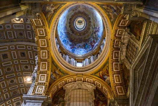 Rome, Italy, - January 04, 2015: Inside the famous church San pietroin Rome italy, the dome