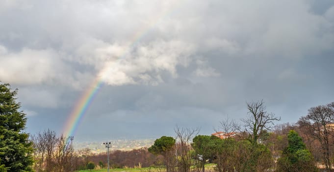 rainbow in the valley at Monte Compatri, a little town near Rome, Italy