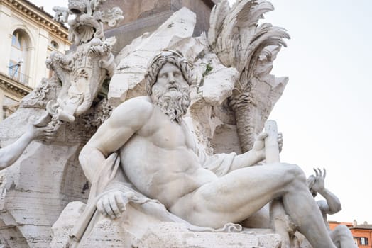 Rome, Italy Particulars of the ancient Navona square in Rome, by architect and artist Borromini