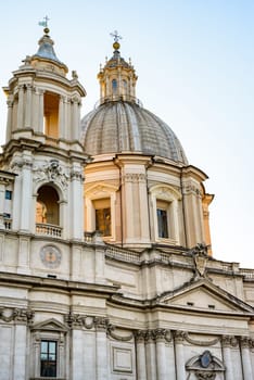 Rome, Italy - March 28, 2015: Particulars of the ancient Navona square in Rome, by architect and artist Borromini