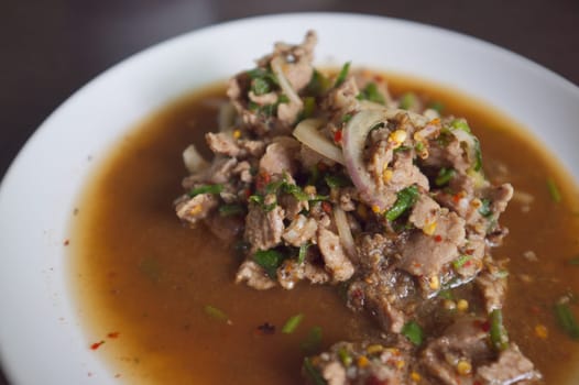 Thai Spicy minced beef meat or Larb Beef