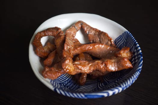 Thai street food of a sun dried beef