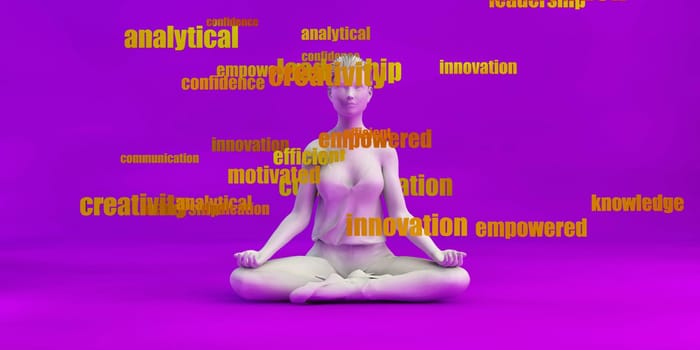 Business Training with Woman Smiling and Meditating as Concept