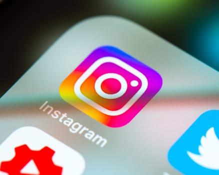 BAYONNE, FRANCE - CIRCA JANUARY 2021: Instagram app icon on Apple iPhone screen. Instagram is a photo and video sharing social networking service owned by Facebook.