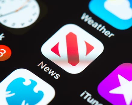 BAYONNE, FRANCE - CIRCA JANUARY 2021: News app icon on Apple iPhone screen