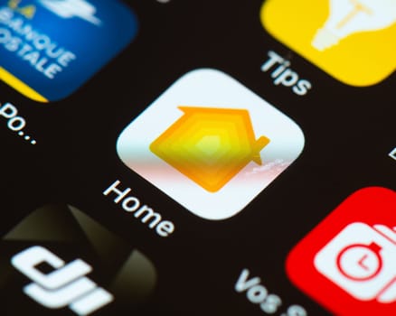 BAYONNE, FRANCE - CIRCA JANUARY 2021: Home app icon on Apple iPhone screen.