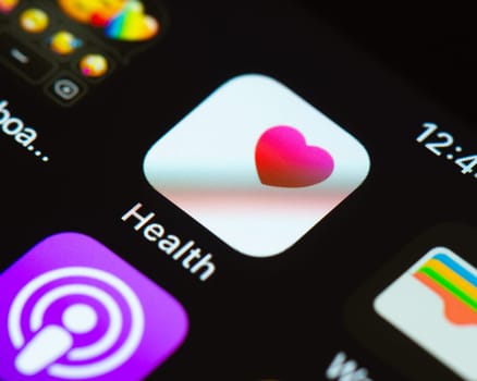 BAYONNE, FRANCE - CIRCA JANUARY 2021: Health app icon on Apple iPhone screen. Health is a proprietary app developed by Apple.
