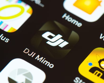 BAYONNE, FRANCE - CIRCA JANUARY 2021: DJI Mimo app icon on Apple iPhone screen.