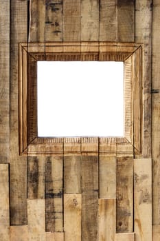 Rustic wood photo frame with copy space, outdoor photo booth, square empty frame