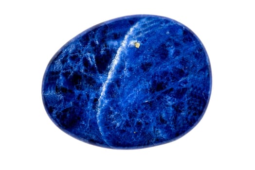 Dumortierite gemstone on a white background