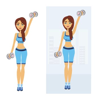 beautiful girl exercising in gym