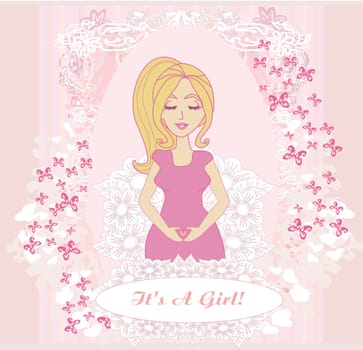 It's A Girl! - pregnant woman card