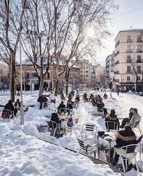 the great historic filomena snowfall in Madrid