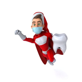 Fun 3D illustration of a cartoon Santa Claus with a mask