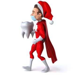 Fun 3D illustration of a cartoon Santa Claus with a mask