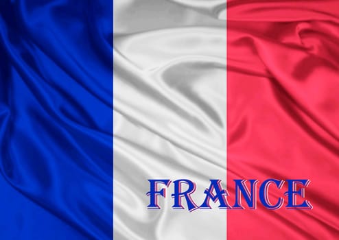 The Flag of France on satin texture. Close up