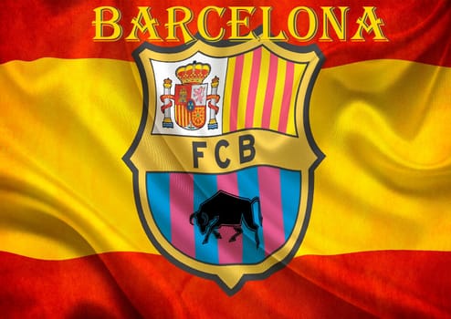 The waving fabric texture flag of FC Barcelona football club