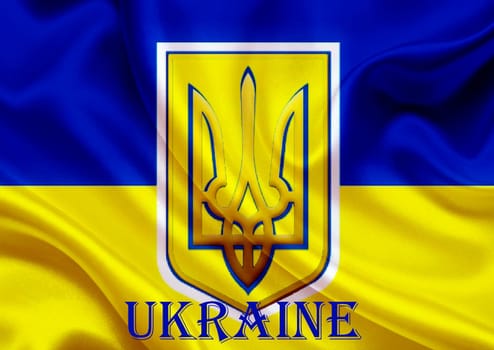 The Waving flag of Ukraine. Close up