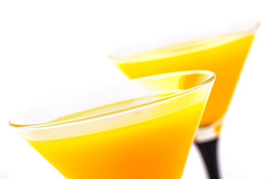 The Yellow Two Cocktail glasses  in white background