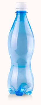 The blue water bottles isolated on white background