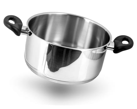 The Stainless steel pot. Isolated on white background
