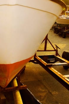 Close-up of a boat on a cart