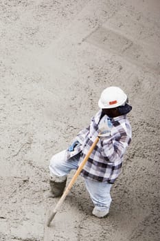 High angle view of a construction worker working at a construction site
