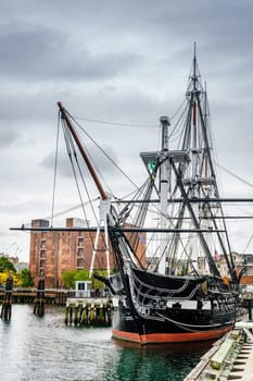 Boston, MA, September 28, 2020: Historic USS Constitution is the world's oldest commissioned naval vessel in use