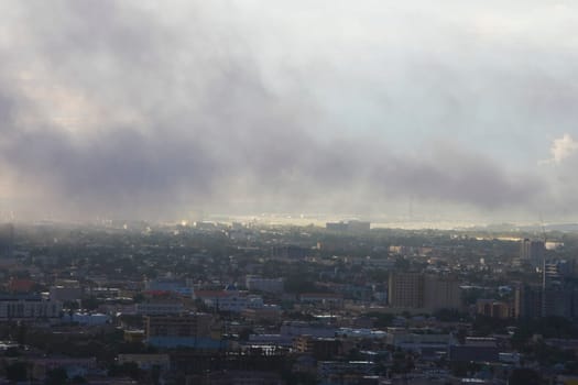 Smoke over a city, Miami, Florida, USA