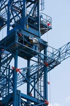 Low angle view of a man working at a construction site