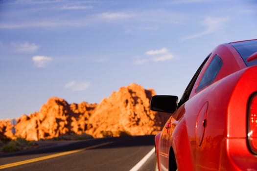 Car on the road, Las Vegas, Nevada, USA