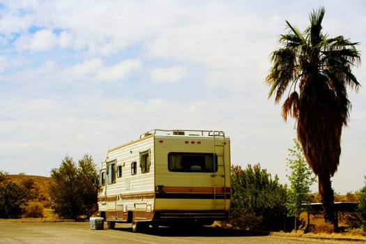 Bus along a road, Las Vegas, Nevada, USA