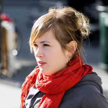 Close-up of a young woman looking away