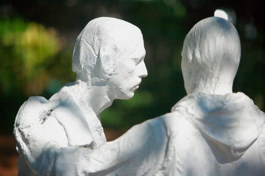 Close-up of two statues