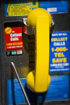 Close-up of a public telephone booth